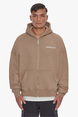 HEAVY OVERSIZE LOGO ZIP HOODIE SILVER MINK