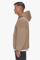 HEAVY OVERSIZE LOGO ZIP HOODIE SILVER MINK
