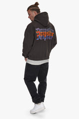 HEAVY OVERSIZE TRIPLE LOGO ZIP-HOODIE  WASHED BLACK