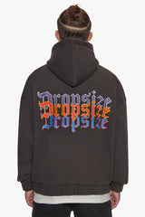 HEAVY OVERSIZE TRIPLE LOGO ZIP-HOODIE  WASHED BLACK