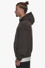 HEAVY OVERSIZE TRIPLE LOGO ZIP-HOODIE  WASHED BLACK