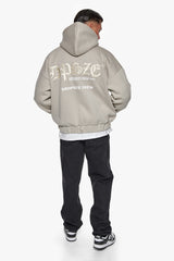 SUPER HEAVY OVERSIZE WORK SMART HUSTLE HARD ZIP-HOODIE PUMICE STONE