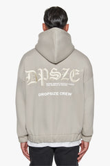 SUPER HEAVY OVERSIZE WORK SMART HUSTLE HARD ZIP-HOODIE PUMICE STONE