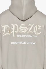 SUPER HEAVY OVERSIZE WORK SMART HUSTLE HARD ZIP-HOODIE PUMICE STONE