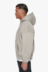 SUPER HEAVY OVERSIZE WORK SMART HUSTLE HARD ZIP-HOODIE PUMICE STONE
