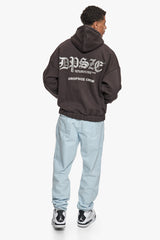 SUPER HEAVY OVERSIZE WORK SMART ZIP-HOODIE WASHED BLACK