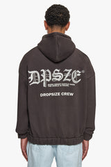SUPER HEAVY OVERSIZE WORK SMART ZIP-HOODIE WASHED BLACK