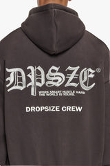 SUPER HEAVY OVERSIZE WORK SMART ZIP-HOODIE WASHED BLACK