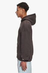 SUPER HEAVY OVERSIZE WORK SMART ZIP-HOODIE WASHED BLACK