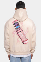 MOBILE PHONE DESIGN HOODIE COCONUT MILK