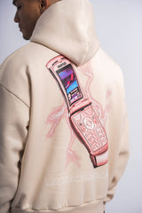 MOBILE PHONE DESIGN HOODIE COCONUT MILK