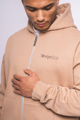 SUPER HEAVY OVERSIZED ZIP-HOODIE BEIGE