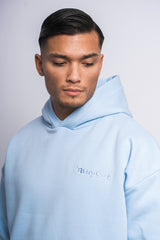 HEAVY OVERSIZE EMBO TONE N TONE HOODIE BABYBLUE
