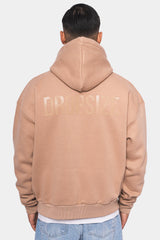 HEAVY OVERSIZE HD PRINT HOODIE BEIGE