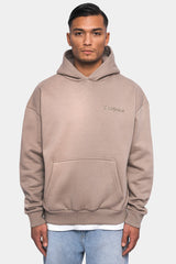 HEAVY OVERSIZE EMBO HOODIE SIMPLY TAUPE