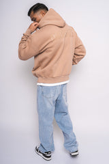 HEAVY OVERSIZE HD PRINT HOODIE BEIGE