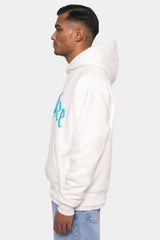 HEAVY OVERSIZE SCUBA BLUE PUFFER PRINT HOODIE CREAM WHITE