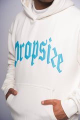 HEAVY OVERSIZE SCUBA BLUE PUFFER PRINT HOODIE CREAM WHITE