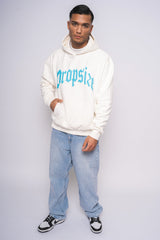 HEAVY OVERSIZE SCUBA BLUE PUFFER PRINT HOODIE CREAM WHITE