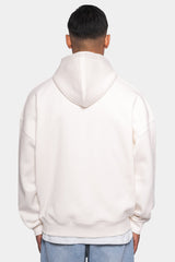 SUPER HEAVY OVERSIZE LOGO ZIP HOODIE CREAM WHITE