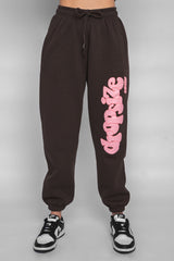 PUFFER PRINT JOGGER PINK CHOCOLATE BROWN