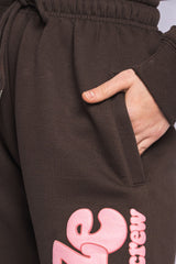 PUFFER PRINT JOGGER PINK CHOCOLATE BROWN