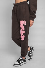 PUFFER PRINT JOGGER PINK CHOCOLATE BROWN