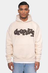 HEAVY OVERSIZE CHOCOLATE BROWN PUFFER PRINT HOODIE COCONUT MILK