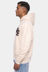 HEAVY OVERSIZE CHOCOLATE BROWN PUFFER PRINT HOODIE COCONUT MILK