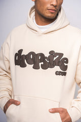 HEAVY OVERSIZE CHOCOLATE BROWN PUFFER PRINT HOODIE COCONUT MILK