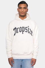 HEAVY OVERSIZE STEEL GREY PUFFER PRINT HOODIE CREAM WHITE