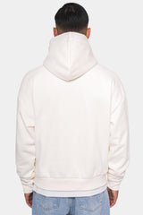 HEAVY OVERSIZE STEEL GREY PUFFER PRINT HOODIE CREAM WHITE