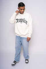 HEAVY OVERSIZE STEEL GREY PUFFER PRINT HOODIE CREAM WHITE