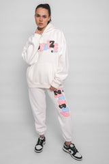 PUFFER PRINT MIXED COLOUR JOGGER CREAM WHITE