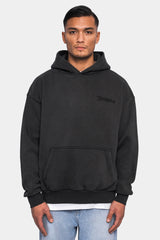 HEAVY OVERSIZE EMBO HOODIE ACID WASHED BLACK