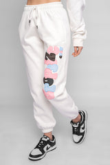 PUFFER PRINT MIXED COLOUR JOGGER CREAM WHITE