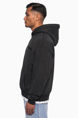 HEAVY OVERSIZE EMBO HOODIE ACID WASHED BLACK