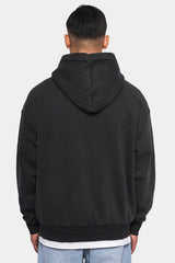HEAVY OVERSIZE EMBO HOODIE ACID WASHED BLACK