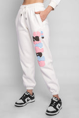 PUFFER PRINT MIXED COLOUR JOGGER CREAM WHITE