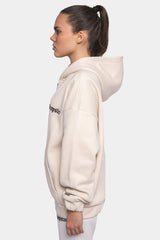 SUPER HEAVY OVERSIZE LOGO ZIP HOODIE COCONUT MILK
