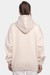 SUPER HEAVY OVERSIZE LOGO ZIP HOODIE COCONUT MILK
