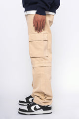 LOOSE FIT CARGO JEANS CREAM WHITE
