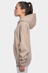 SUPER HEAVY OVERSIZE LOGO ZIP HOODIE LIGHT BROWN