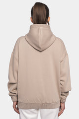 SUPER HEAVY OVERSIZE LOGO ZIP HOODIE LIGHT BROWN