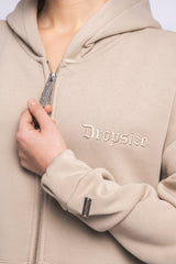 SUPER HEAVY OVERSIZE LOGO ZIP HOODIE LIGHT BROWN