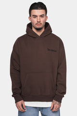 HEAVY OVERSIZE EMBO HOODIE DARK BROWN