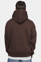 HEAVY OVERSIZE EMBO HOODIE DARK BROWN