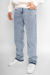 LOOSE OPEN HEM JEANS LIGHT BLUE