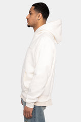 HEAVY OVERSIZE SPLIT LOGO HOODIE CREAM WHITE