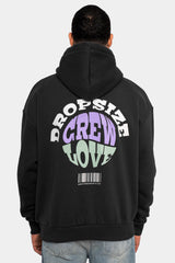 HEAVY OVERSIZE HOODIE CREW LOVE V2 WASHED BLACK
